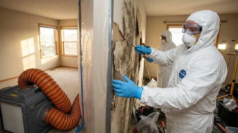 Mold containment and remediation in progress