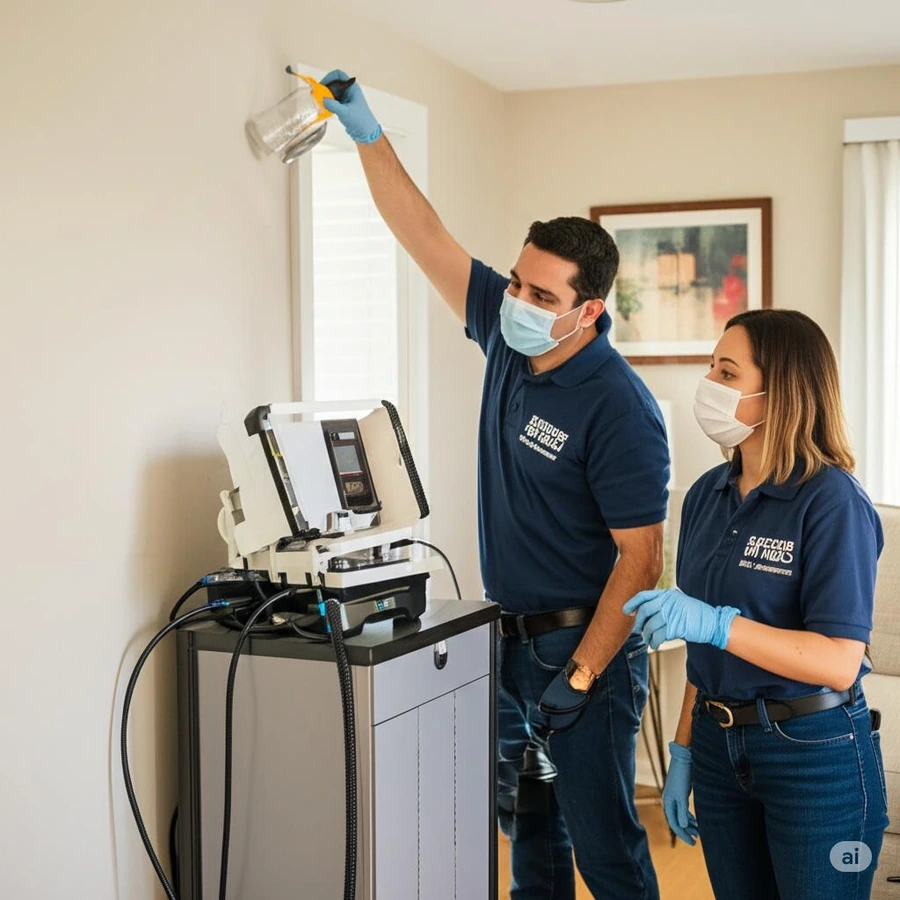 Certified mold remediation technician reviewing certification documents in Louisville