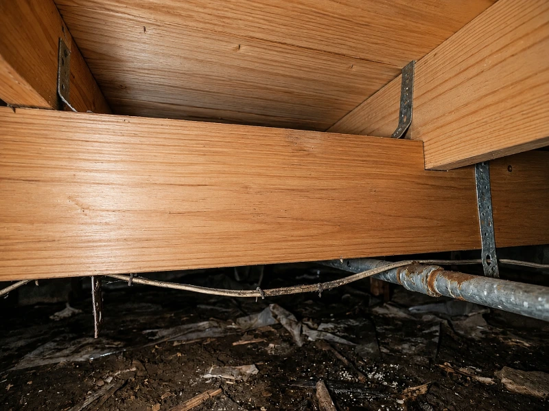 Same crawl space floor joists after completed mold removal