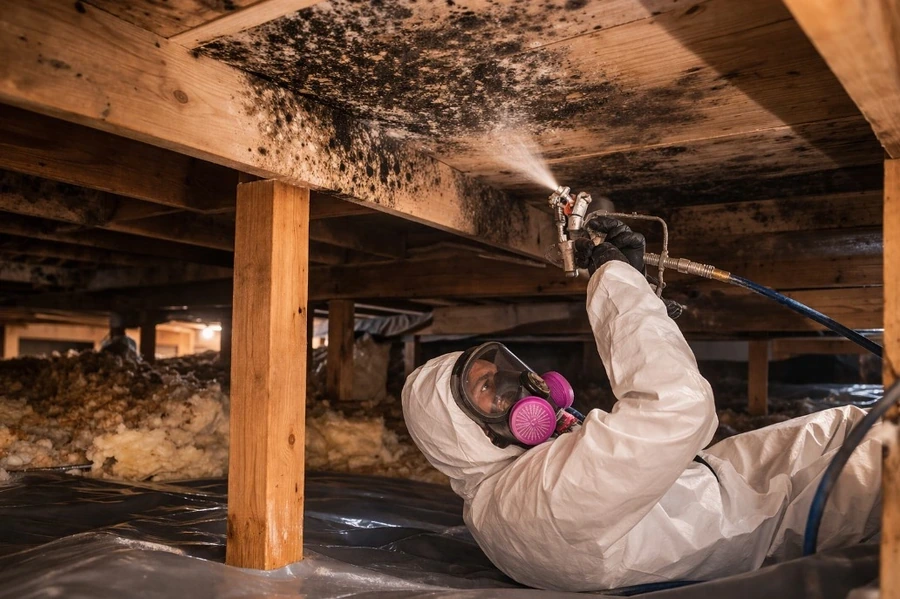 Crawl space mold removal in a Jeffersonville home