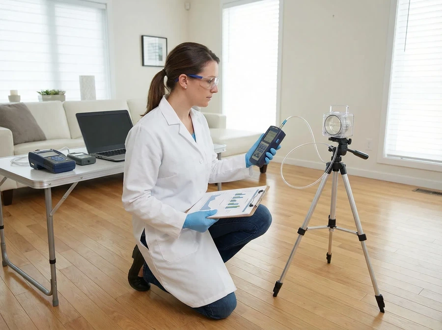 Indoor air quality testing in a Jeffersonville property