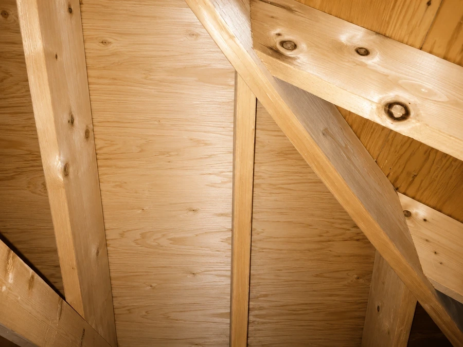 Same roof decking after completed attic mold removal