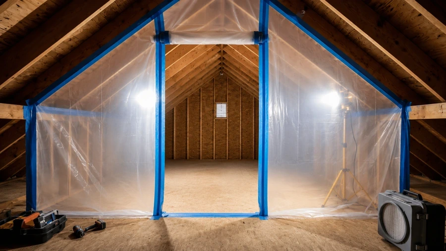 Same attic area with insulation replaced after mold removal